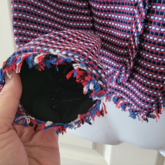 Pinko | NWOT Italian Multicolor Embellished Jeweled Fringe Tweed Jacket - Picture 11 of 15